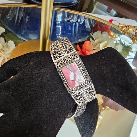 SARDA, Sterling Silver 925 Pink Mother of Pearls Bracelet - Picture 3 of 6